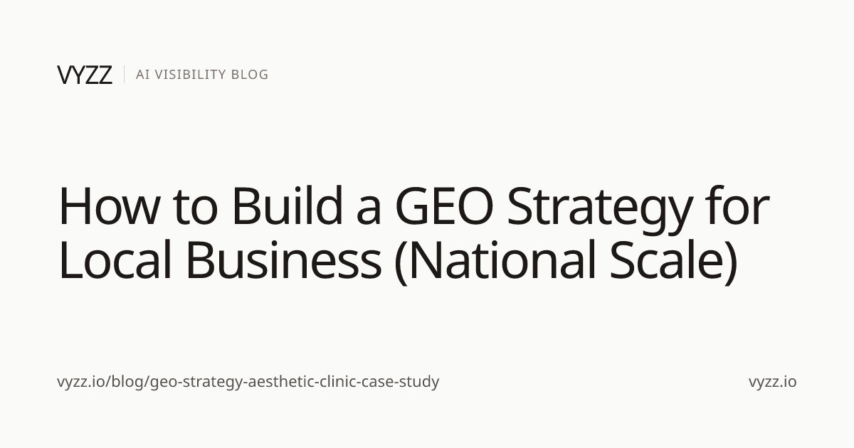 How to Build a GEO Strategy for Local Business (National Scale) | Vyzz Blog